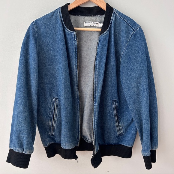 American Apparel Denim Bomber Jacket size Large - Picture 2 of 4